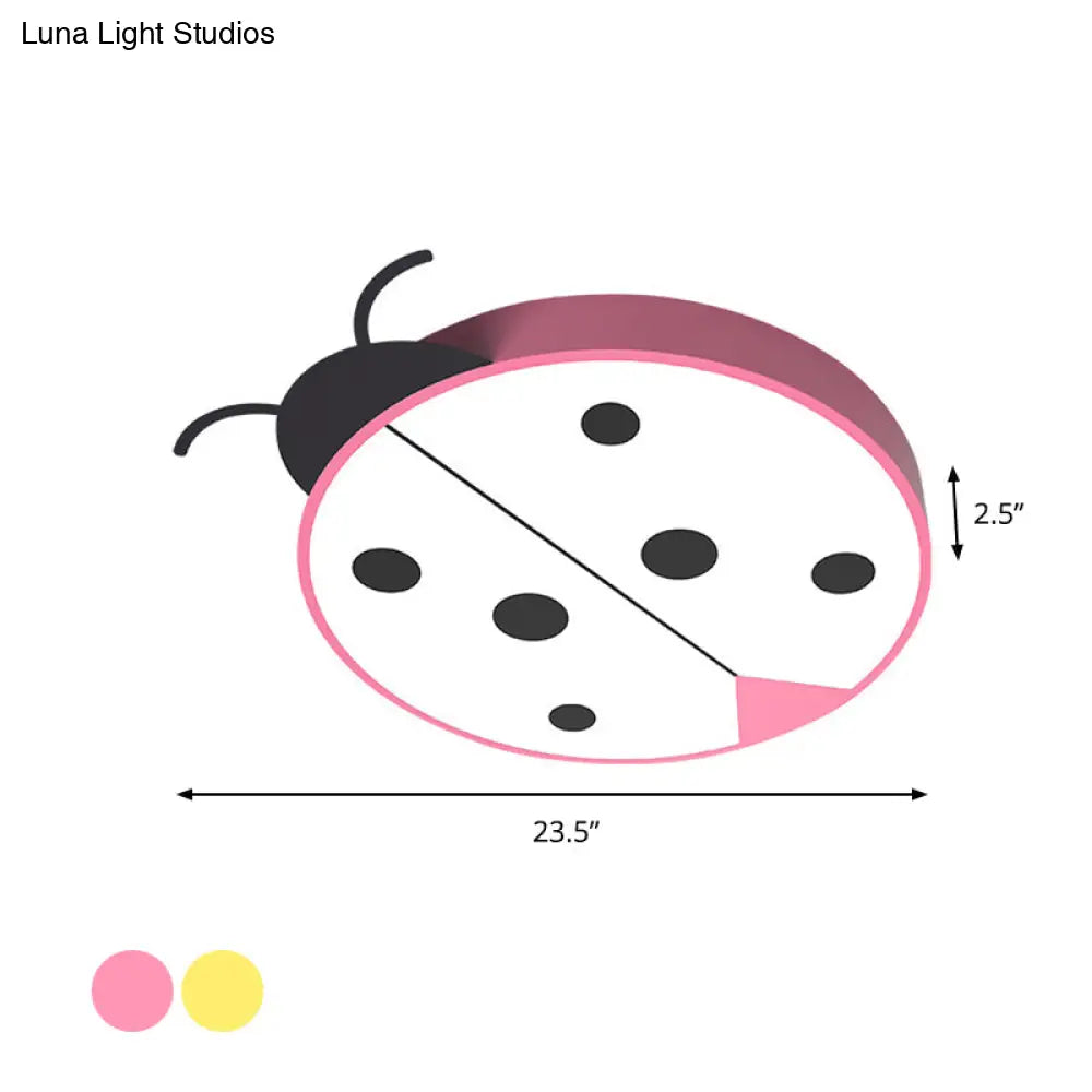 Ladybug Cartoon Led Flush Mount Light Fixture - Fun Acrylic Red/Yellow Flushmount Lighting For