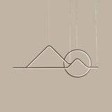 Minimalist Metal Pendant Light In Landscape Line Art Design - Black/Gold Led Hanging Lamp