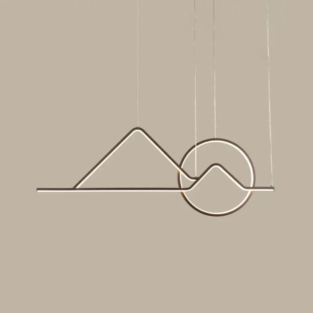 Minimalist Metal Pendant Light In Landscape Line Art Design - Black/Gold Led Hanging Lamp