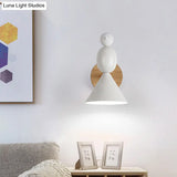 Lark Rotatable Wall Light - Nordic Iron 1-Light White Sconce For Bedroom With Wood Backplate