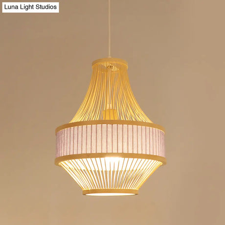 Laser Cut Bamboo Pendant Ceiling Lamp In Light Purple