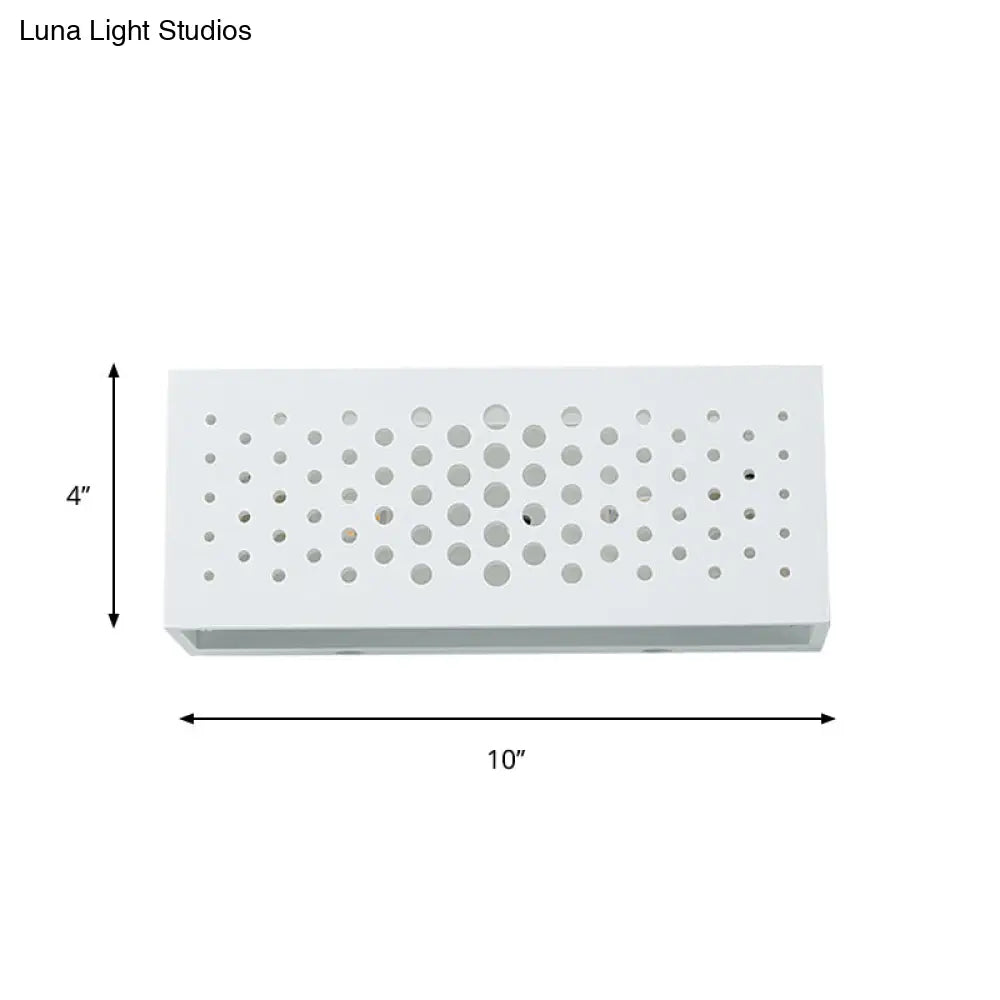 Laser Cut Minimalist Rectangle Box Wall Sconce: White Gypsum 1 Head Bedroom Light Fixture