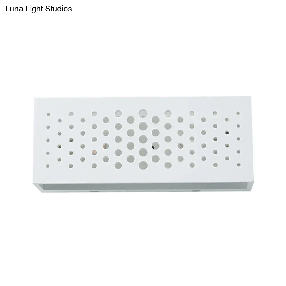 Laser Cut Minimalist Rectangle Box Wall Sconce: White Gypsum 1 Head Bedroom Light Fixture