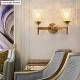 Lattice Glass Wall Lamp With Brass Finish - Loft Bedroom Mount Light
