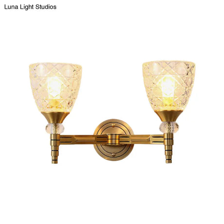 Lattice Glass Wall Lamp With Brass Finish - Loft Bedroom Mount Light