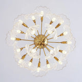 Layered Scallop Hanging Light - Nautical Gold Glass Pendant Chandelier (15/20 Bulbs) 20 /