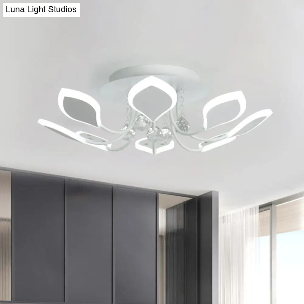 Leaf Acrylic Shade Sputnik Flush Mount Ceiling Light - Modern 8/10/12 Lights White/Black Bedroom