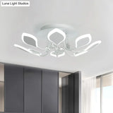 Leaf Acrylic Shade Sputnik Flush Mount Ceiling Light - Modern 8/10/12 Lights White/Black Bedroom
