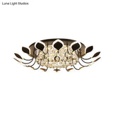 Leaf Acrylic Shade Sputnik Flush Mount Ceiling Light - Modern 8/10/12 Lights White/Black Bedroom