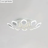 Leaf Acrylic Shade Sputnik Flush Mount Ceiling Light - Modern 8/10/12 Lights White/Black Bedroom
