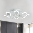 Leaf Acrylic Shade Sputnik Flush Mount Ceiling Light - Modern 8/10/12 Lights White/Black Bedroom