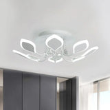 Leaf Acrylic Shade Sputnik Flush Mount Ceiling Light - Modern 8/10/12 Lights White/Black Bedroom