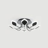 Leaf Acrylic Shade Sputnik Flush Mount Ceiling Light - Modern 8/10/12 Lights White/Black Bedroom