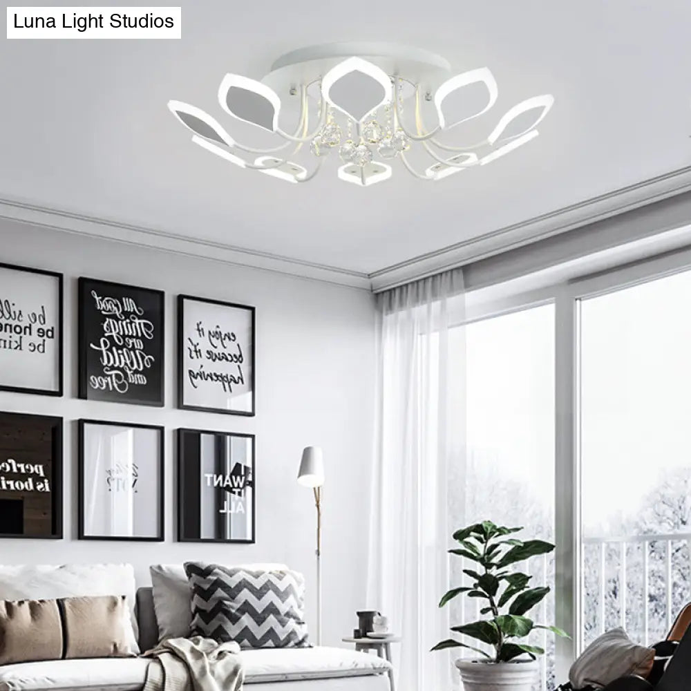 Leaf Acrylic Shade Sputnik Flush Mount Ceiling Light - Modern 8/10/12 Lights White/Black Bedroom