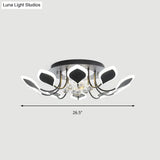 Leaf Acrylic Shade Sputnik Flush Mount Ceiling Light - Modern 8/10/12 Lights White/Black Bedroom