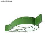 Leaf-Shaped Flush Mount Acrylic Led Ceiling Lamp For Kids’ Bedroom In Red/Yellow/Blue