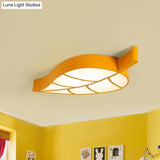 Leaf-Shaped Flush Mount Acrylic Led Ceiling Lamp For Kids’ Bedroom In Red/Yellow/Blue