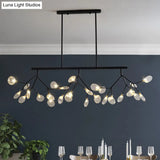 Leaf-Shaped Metal Island Chandelier With 27 Contemporary Lights For Bedroom