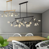 Leaf-Shaped Metal Island Chandelier With 27 Contemporary Lights For Bedroom