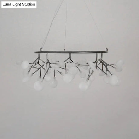 Leaf-Shaped Pendant Lamp: Modern Acrylic Living Room Chandelier In Black/Gold 31.5/35.5 W
