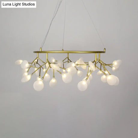 Leaf-Shaped Pendant Lamp: Modern Acrylic Living Room Chandelier In Black/Gold 31.5/35.5 W