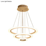 Led 2/3-Tiered Acrylic Chandelier - Modern Coffee Hoop Pendant Light Kit Small/Large Size
