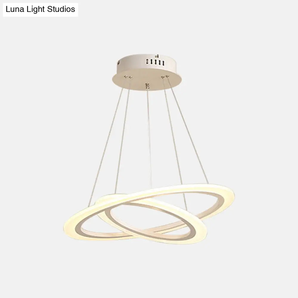 Led 2/3-Tiered Acrylic Chandelier - Modern Coffee Hoop Pendant Light Kit Small/Large Size