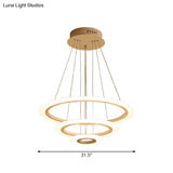 Led 2/3-Tiered Acrylic Chandelier - Modern Coffee Hoop Pendant Light Kit Small/Large Size
