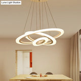 Led 2/3-Tiered Acrylic Chandelier - Modern Coffee Hoop Pendant Light Kit Small/Large Size