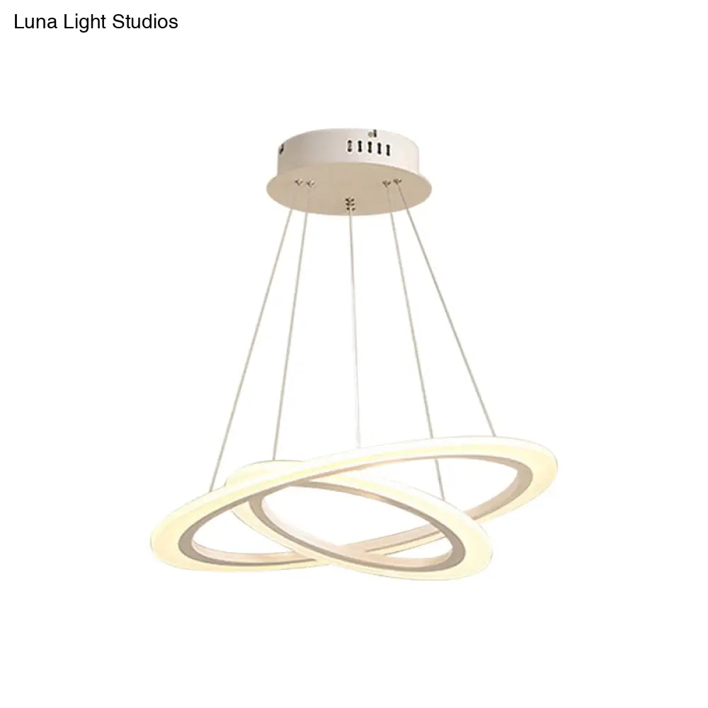 Led 2/3-Tiered Acrylic Chandelier - Modern Coffee Hoop Pendant Light Kit Small/Large Size