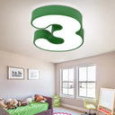 Led Acrylic Flush - Mount Light Fixture - Arabic Numeral Design Green