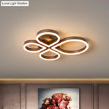 Led Acrylic Flush Mount Lighting Fixture In Warm/White Light Gold/Coffee Flower Design