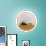 Led Acrylic Sconce Lighting Fixture - White Round Living Room Plant Wall Mount Light 8/12/16 Dia