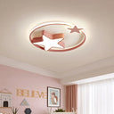 Led Acrylic Star Flush Mount Light - White/Pink Ceiling Fixture For Bedroom Pink