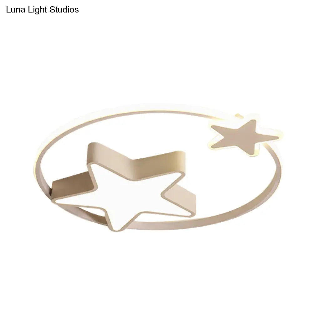 Led Acrylic Star Flush Mount Light - White/Pink Ceiling Fixture For Bedroom