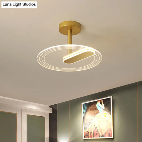 Led Acrylic Time Clock Flush Mount Ceiling Light For Bedroom - Black/Gold Simplicity
