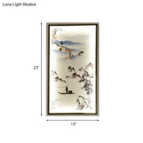 Led Asian Black Wall Mounted Lamp: Fabric Boat Ride Mural Lighting For Living Room