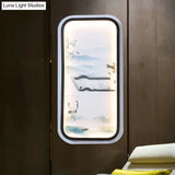 Led Asian Black-White Mural Wall Light Fixture With Landscape Painting Fabric Shade For Parlor