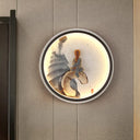 Led Asian Buddha Boy Mural Lamp: Wall Mounted Aluminum Lighting With Black Halo Ring - Ideal For