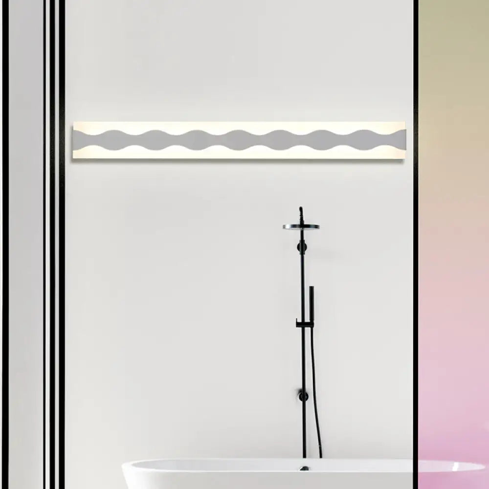 Led Bathroom Vanity Light With Wave Acrylic Shade: 16/19.5 Wide White Wall Sconce In Warm/White / 16