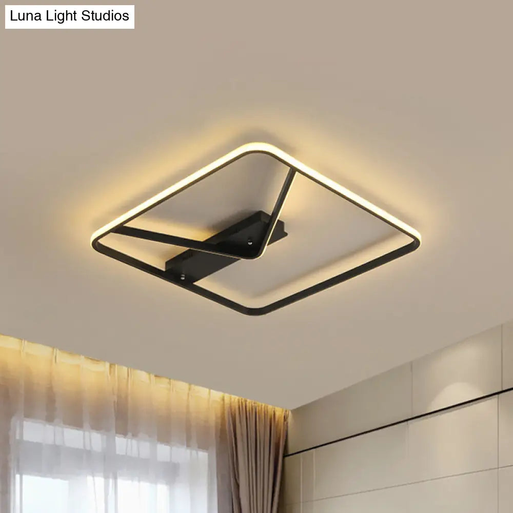 Led Bedroom Ceiling Light: 18’/23.5’ W Simplicity Black Flush Mount With Aluminum Frame In