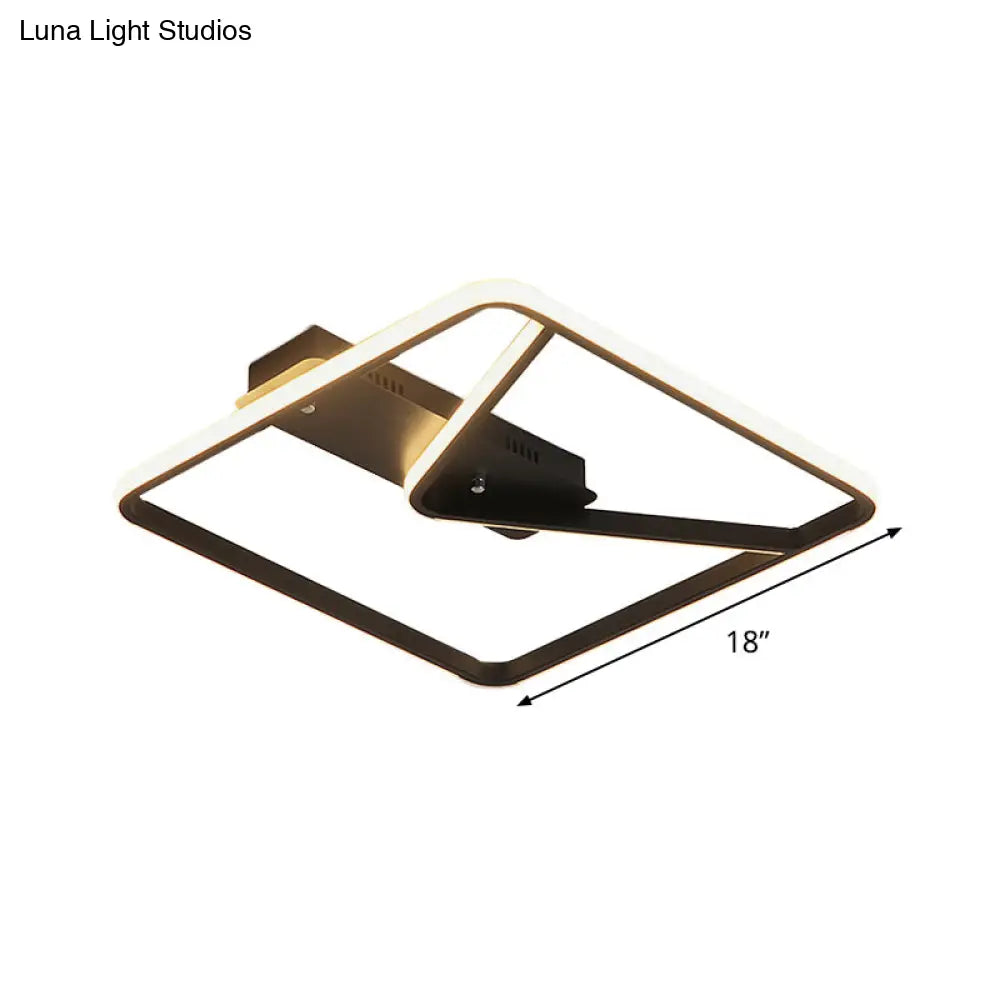 Led Bedroom Ceiling Light: 18’/23.5’ W Simplicity Black Flush Mount With Aluminum Frame In