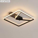 Led Bedroom Ceiling Light: 18’/23.5’ W Simplicity Black Flush Mount With Aluminum Frame In