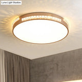 Led Bedroom Ceiling Light Fixture - Gold Flush Mount With Crystal Drum Shade (18”/21.5”) Warm/3