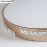 Led Bedroom Ceiling Light Fixture - Gold Flush Mount With Crystal Drum Shade (18”/21.5”) Warm/3