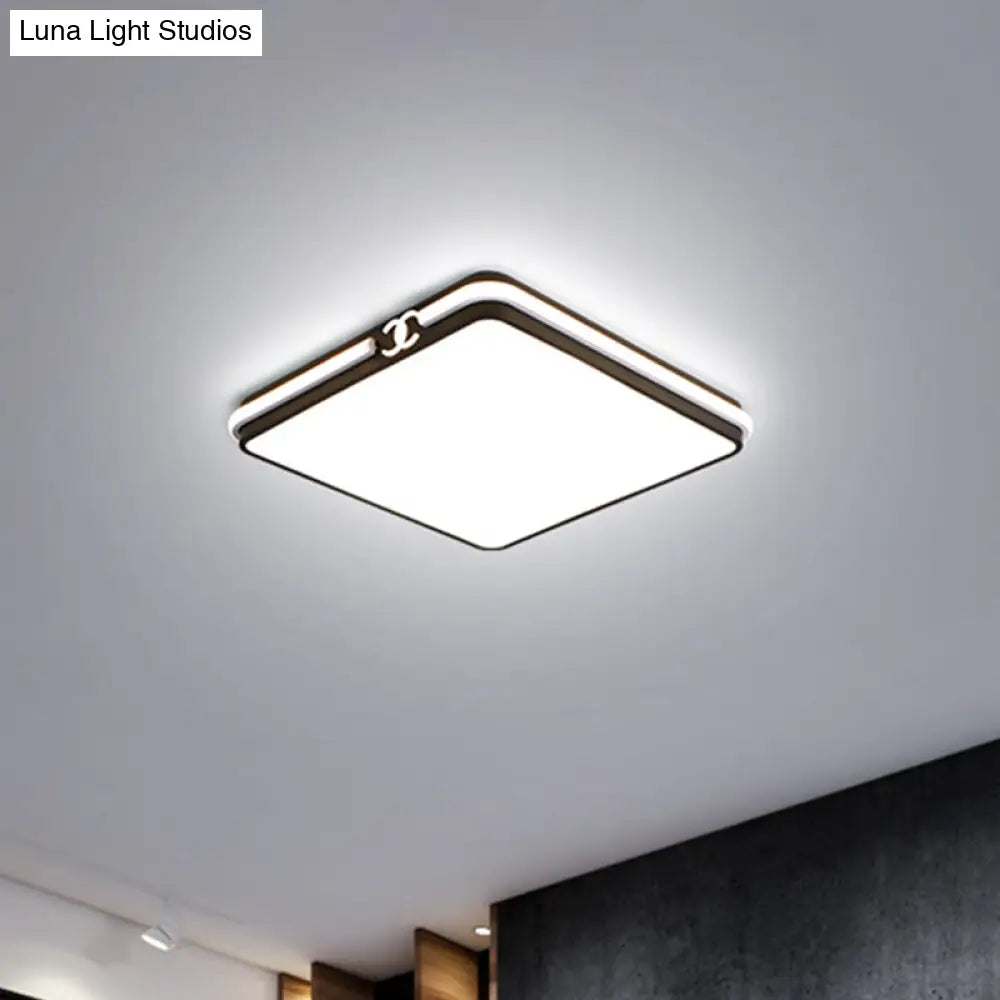 Led Bedroom Ceiling Light - Simple Black/Gold Flush Mount Square Acrylic Shade Warm/White