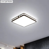 Led Bedroom Ceiling Light - Simple Black/Gold Flush Mount Square Acrylic Shade Warm/White