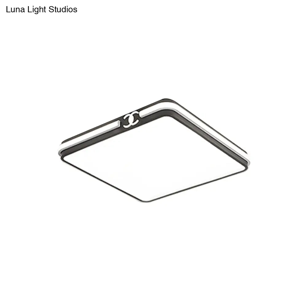 Led Bedroom Ceiling Light - Simple Black/Gold Flush Mount Square Acrylic Shade Warm/White