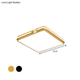 Led Bedroom Ceiling Light - Simple Black/Gold Flush Mount Square Acrylic Shade Warm/White