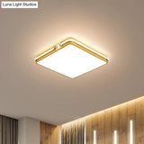Led Bedroom Ceiling Light - Simple Black/Gold Flush Mount Square Acrylic Shade Warm/White